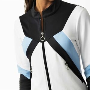 Daily Sports Zara Jacket Long Sleeve Full Zip Pockets Golf Blue White Medium